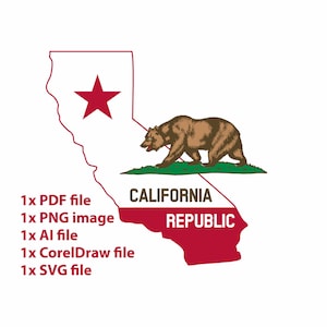 Carte de l'état de Californie avec indicateur. Clipart PNG, État de Californie, ours Svg, clipart Amérique, État Svg, fichier de coupe Svg, png, clipart USA