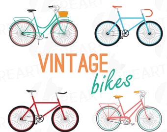 Clipart vélo vintage : graphiques vectoriels vélos colorés (PNG, JPG, SVG)