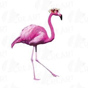 Watercolor Floral Pink Flamingo Clip Art, Tribal Boho Flamingo ...