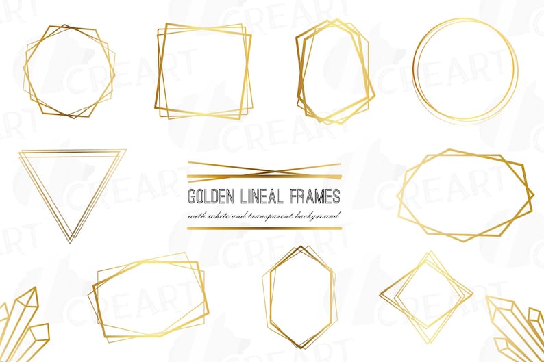 Download Elegant wedding geometric golden frames lineal frames clip ...