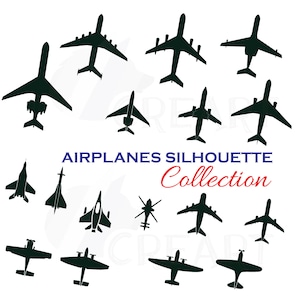 Airplane silhouette pack, airplane clipart. Eps, png, jpg, pdf, svg, vector, silhouette studio, illustrator & corel files included