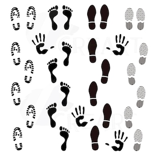 Footprint Handprint Clipart: Silhouette Vector Graphics (PNG, JPG, PDF)