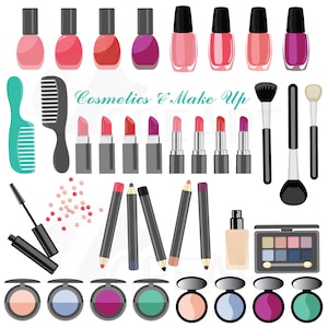 Cosmetics and make up collection Clipart pack, Instant Download, vector, silhouettes, PNG, JPG Files for commercial or personal use