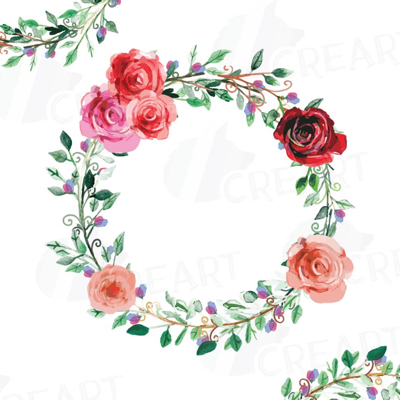 Download Vector Files Included Svg Jpg Floral Wreath Clip Art Valentine Clip Art Pack Watercolor Wreath With Flowers Valentine Png Clip Art Art Collectibles Commentfer Fr