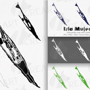 Isla Mujeres Silhouette Karte für Druck, Cancun Mexiko Clip Art, Yucatan Region, Karibik Karte für Reisegeschenke, Insel Mujeres svg