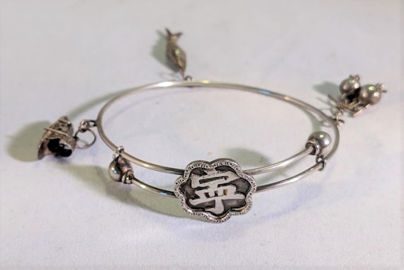 Bracelet Asiatique En Argent Sterling - Style Épuré - Occasion En Bon État