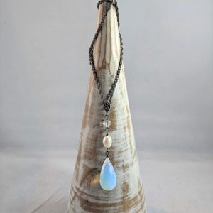 Sterling Silver Necklace with Moonstone Pendant