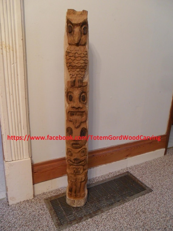 Custom totem pole hand carved style make great gifts as rustic indoor/outdoor decor, man cave, anniversaries, yard art, birthdays