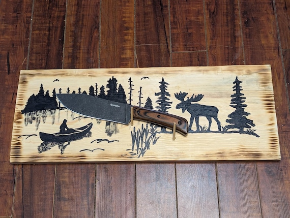 Hunting knife display wall art 9 x 24 inches Father's Day gift
