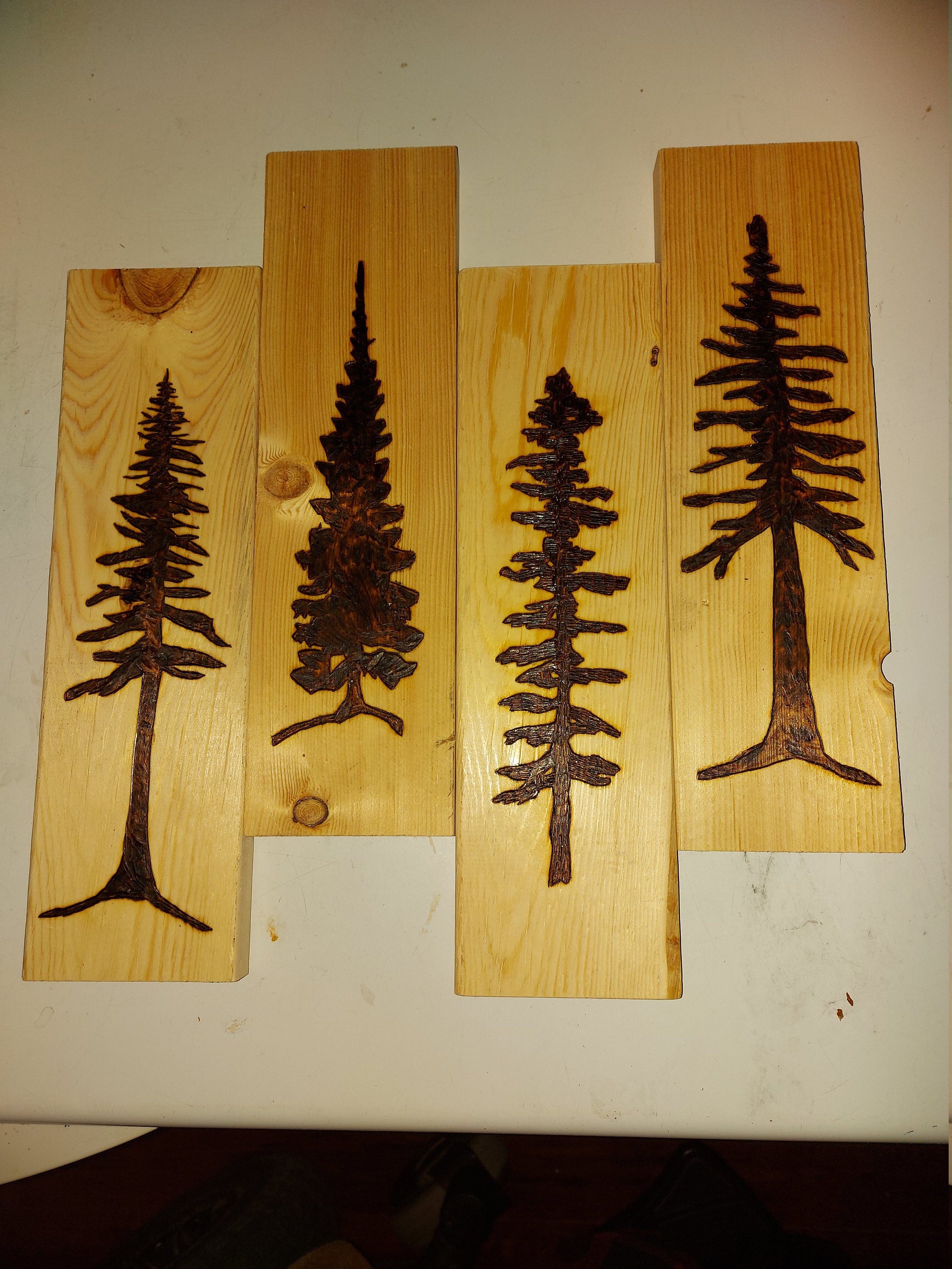 Pine tree wood burning, pyrography, forest scene, trees, woodland, nature,  gift, wall art, home or cabin decor