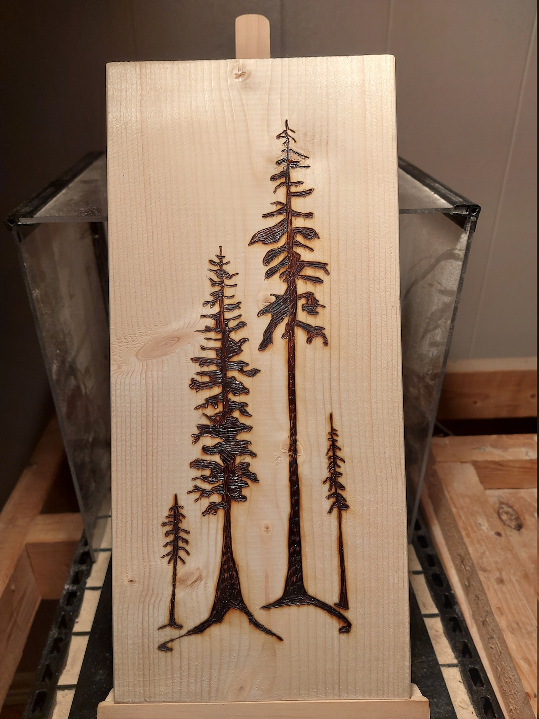 Pine Tree Wood Burning Pyrography Forest Scene Trees - Etsy UK