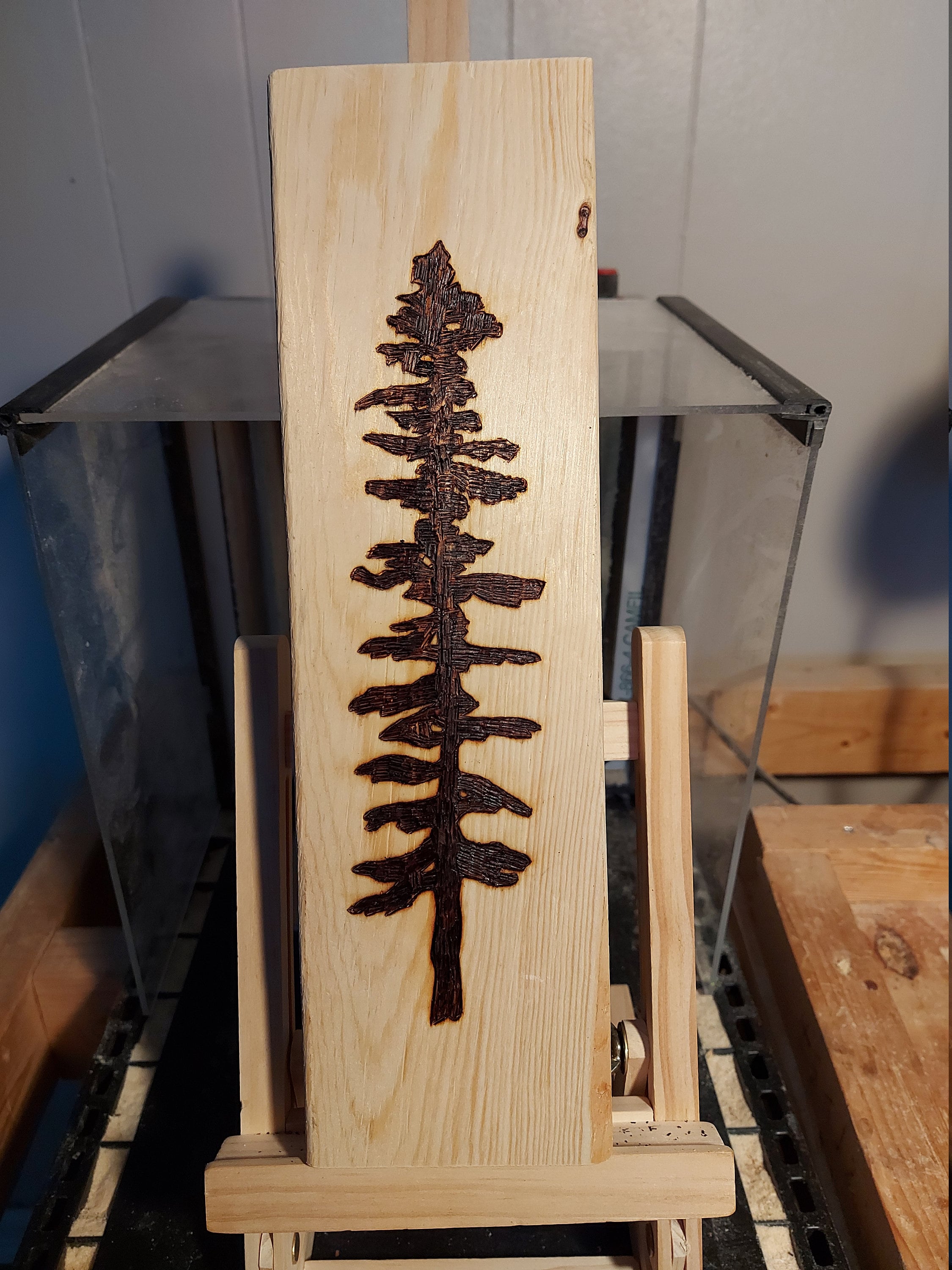 Pine Tree Wood Burning, Pyrography, Forest, Trees, Woodland, Nature