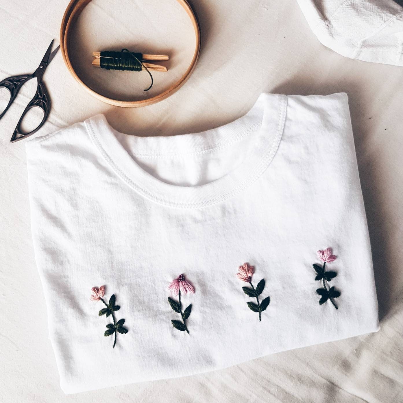 Hand embroidery tshirt Modern embroidery Flower embroidery Etsy