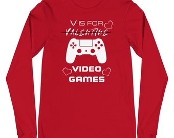 Valentine Long Sleeve Tee - Video Games - Funny holiday shirt