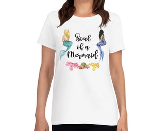 T-shirt a sirena, camicia a sirena, camicie grafiche da donna, camicie grafiche da donna, idee regalo, camicie simpatiche per sirene, maglietta a sirena