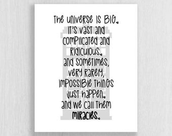 Wall Art Print - Doctor Who Quote - Instant Download - Typography art print, quote print, digital download, black and white print