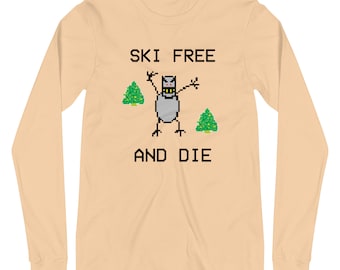Ski Free and Die Long Sleeve Tee - Retro Video Game Shirt