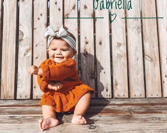 Baby Romper Knitting Pattern: Long Sleeve Dress with Skirt (Digital Download)