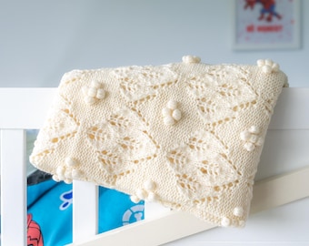 Baby blanket knitting PATTERN, boho wool quilt, winter baby cover, newborn throw, baby shower present, hand knit afghan, easy instructions