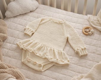Strampler Strickanleitung, Strickrock, Strampler, Baby Mädchen Romper, Strickkleid, Neugeborenen Latzhose, Overall, Strampler