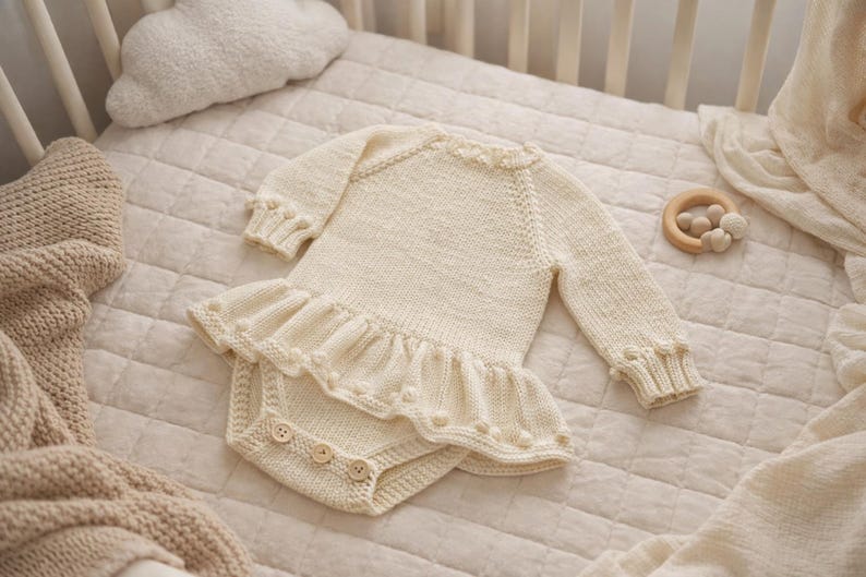 Romper knitting pattern, knitted skirt romper, knitted romper, baby girl romper, boho style dress, newborn babysuit, infant overall outfit
