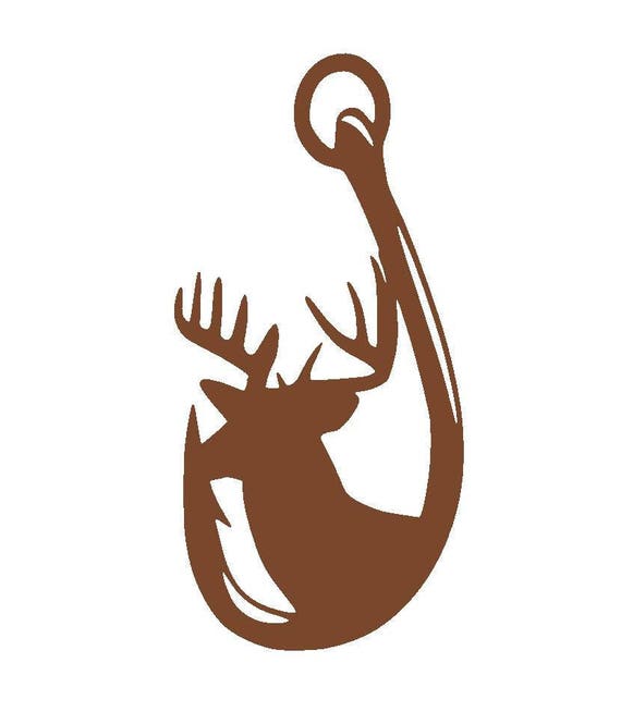 Download Deer Hunting and Fishing Hook Vinyl Decal Deer Antlers | Etsy