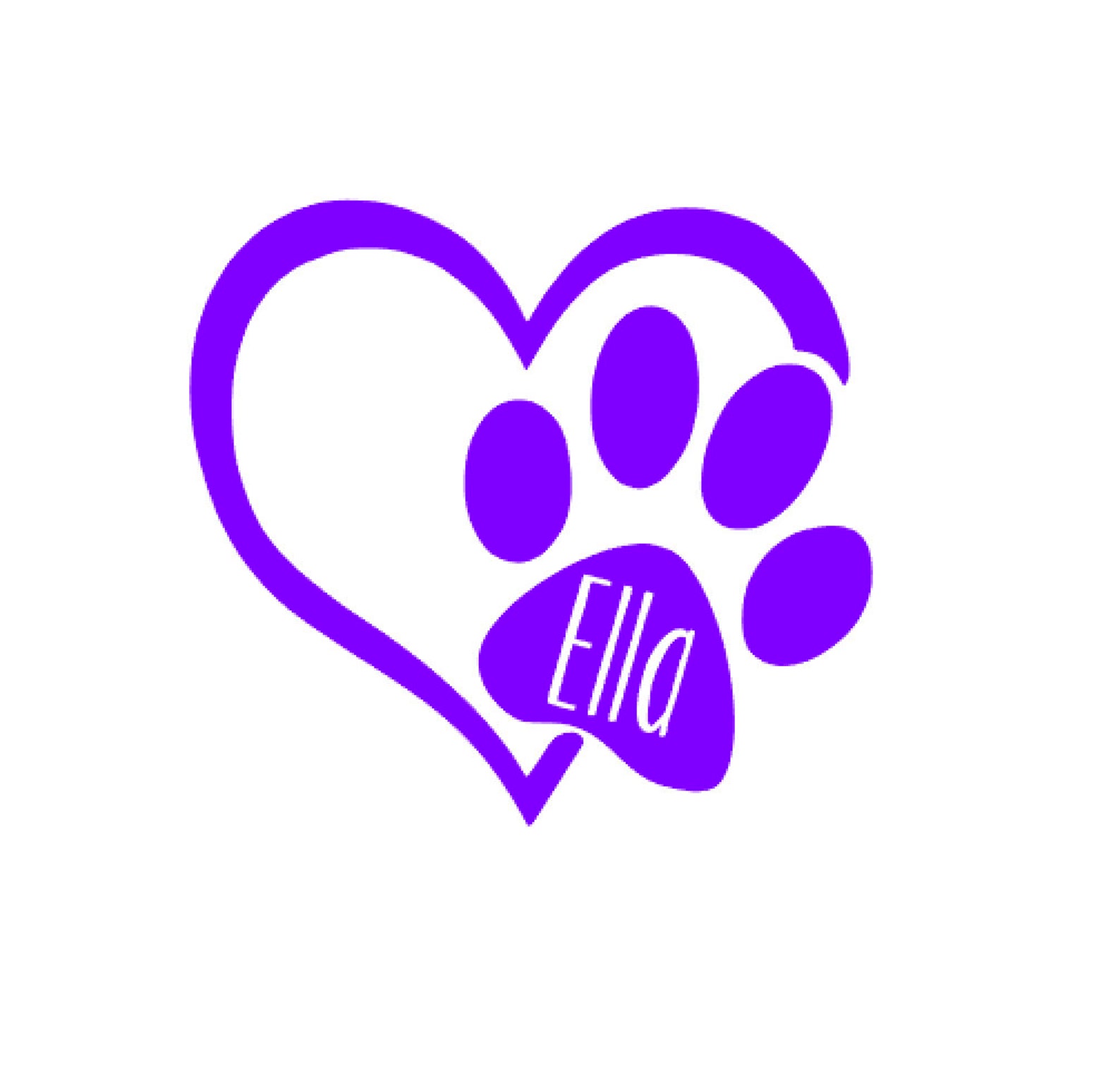 Paw Print Heart With Name Vinyl Decal Pet Heart Etsy