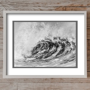 Powerful OBX Wave in Black and White 0253, Outer Banks Art, OBX Photography, OBX Wave Action, Authentic Outer Banks Art