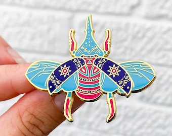 The Hercules - Celestial pastel Beetle insect Enamel lapel pin badge brooch