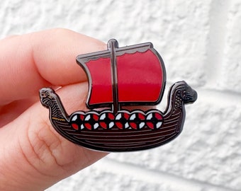 Anglo-Saxon Longship sailing boat brooch  hard enamel lapel pin badge brooch