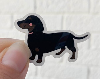 Miniature black and tan dachshund glossy vinyl sticker