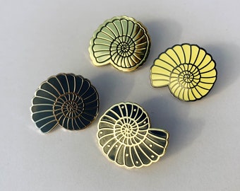 SECONDS - Ammonite Fossil enamel lapel pin badge brooch