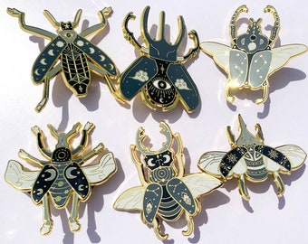 SECONDS - Celestial Beetle Insect enamel lapel pin badge brooch