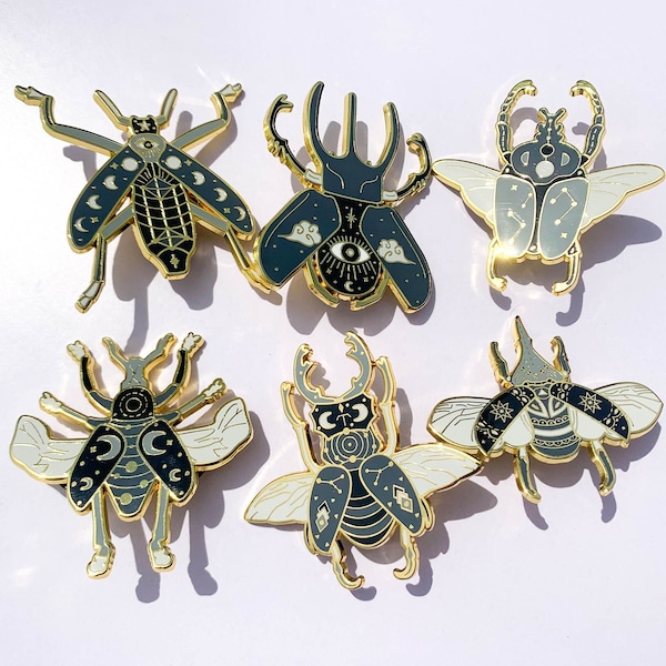 SECONDS - Celestial Beetle Insect enamel lapel pin badge brooch