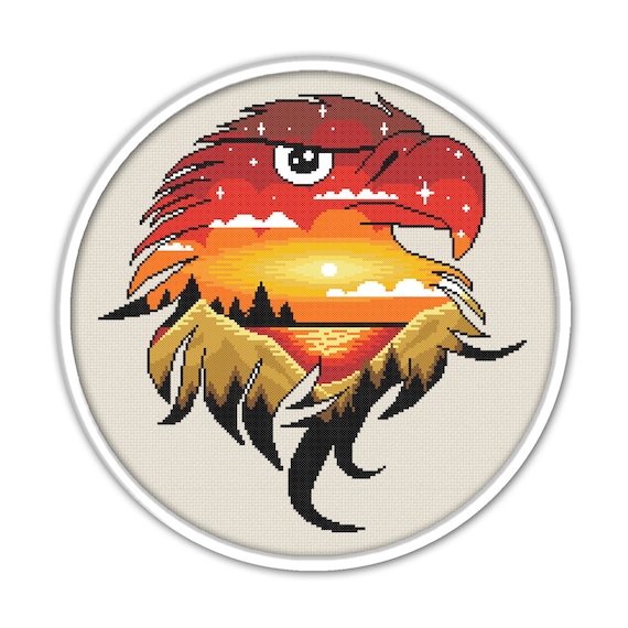 BOGO FREE. Eagle Cross Stitch Pattern Landscape cross stitch Etsy