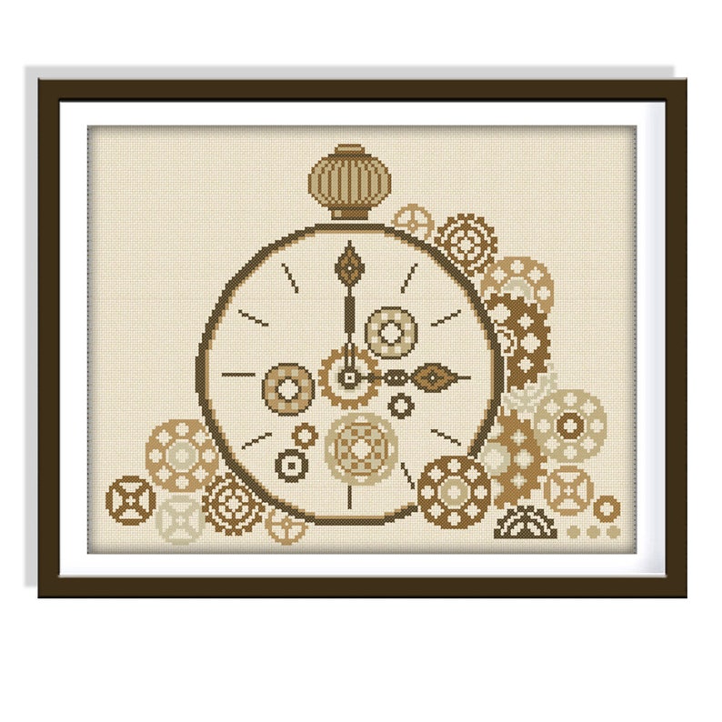 Vintage Cross Stitch Pattern . P 1444. Steampunk Cross Etsy