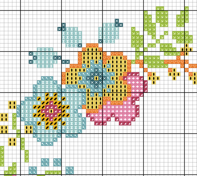 Download Flowers Cross Stitch PatternP 1382 floral wreath Cross | Etsy