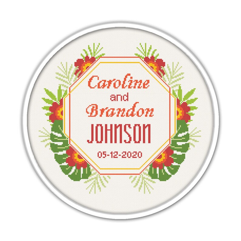 Wedding cross stitch pattern Bridal cross stitch Anniversary Cross stitch just married cross stitch DIY #P- 1556