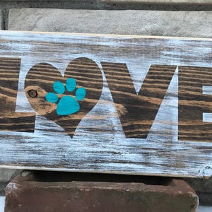 Christmas Gift Ideas, Gifts For 20, Gifts For Her, Dog Lover&#39;s Sign, Dog Lover Gift, Love Wooden Sign, Dog Paw Sign, Rustic Wooden Sign