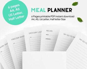 Meal planner printable, meal planning bundle