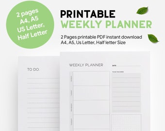 Weekly planner printable insert and to do list