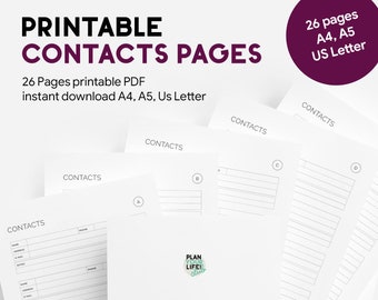 Printable contacts pages