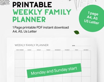 Printable weekly family planner