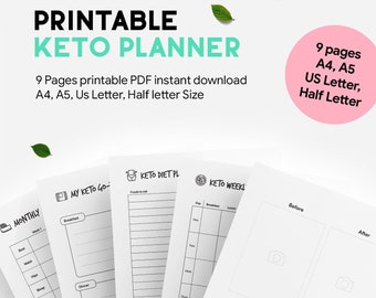 Keto printable planner, low carb weight loss planner, weight loss tracker
