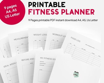 Printable health and fitness planner