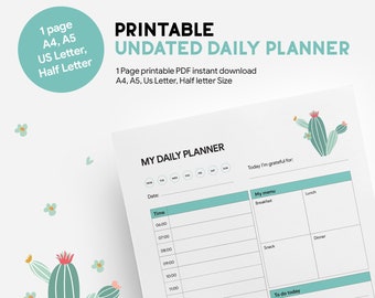 Undated printable daily planner