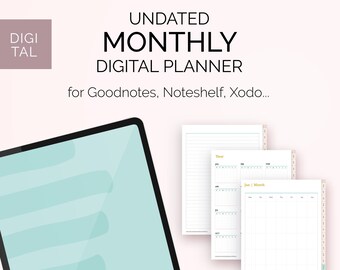 Undated montlhly digital planner for Goodnotes, Noteshelf, etc...
