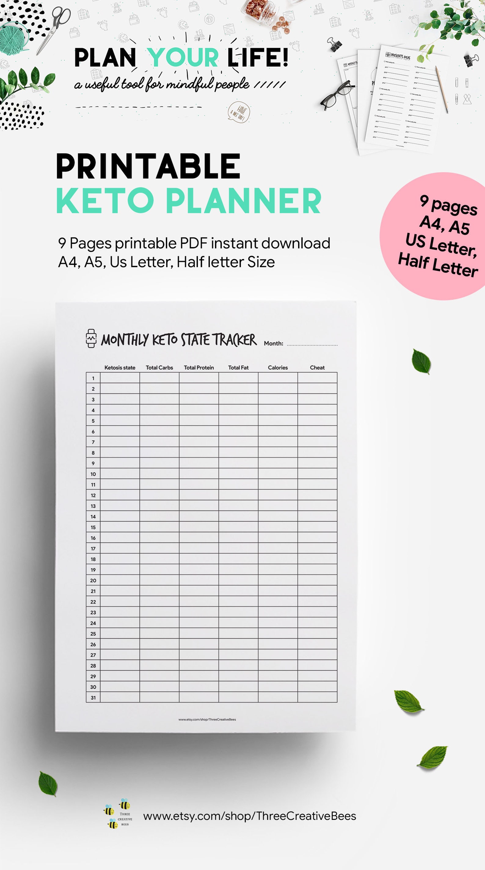 Keto Printable Planner, Low Carb Weight Loss Planner, Weight Loss ...