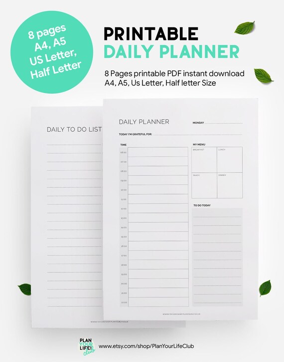 Minimalist Planner Printable To Do List US Letter A5 Half Letter Blank ...