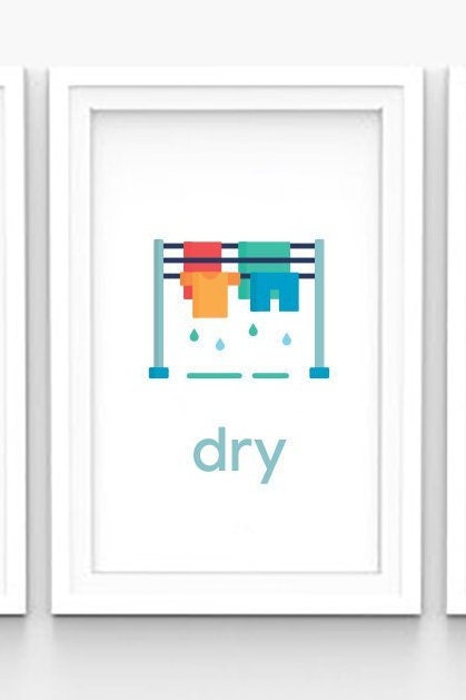 Wash Dry Fold, Laundry Room Printable Wall Art, Set of 3 - Etsy